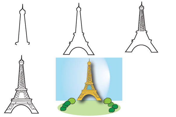 how to draw eiffel tower easy