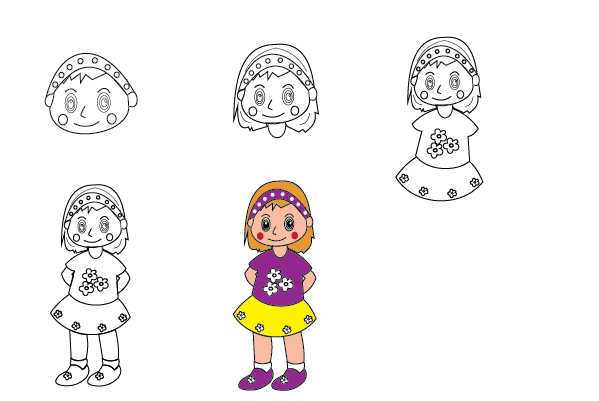 how to draw a little girl easy