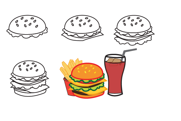 How to draw a hamburger easy