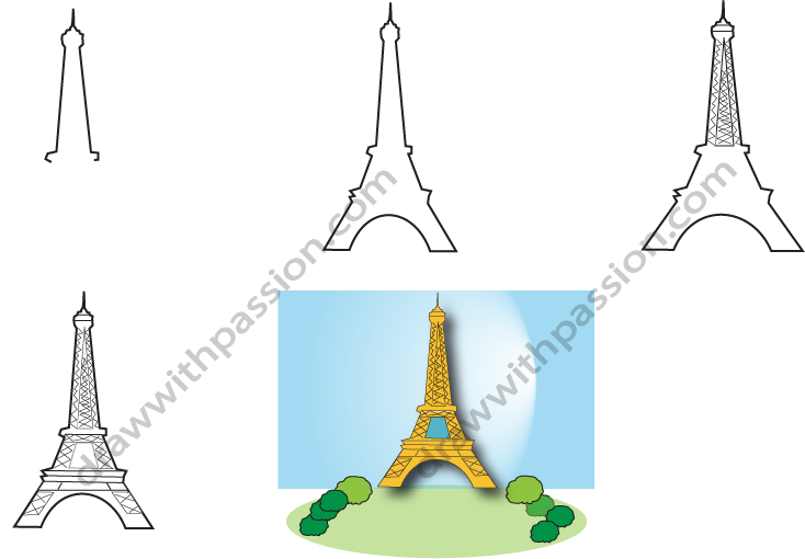 how to draw Eiffel tower easy