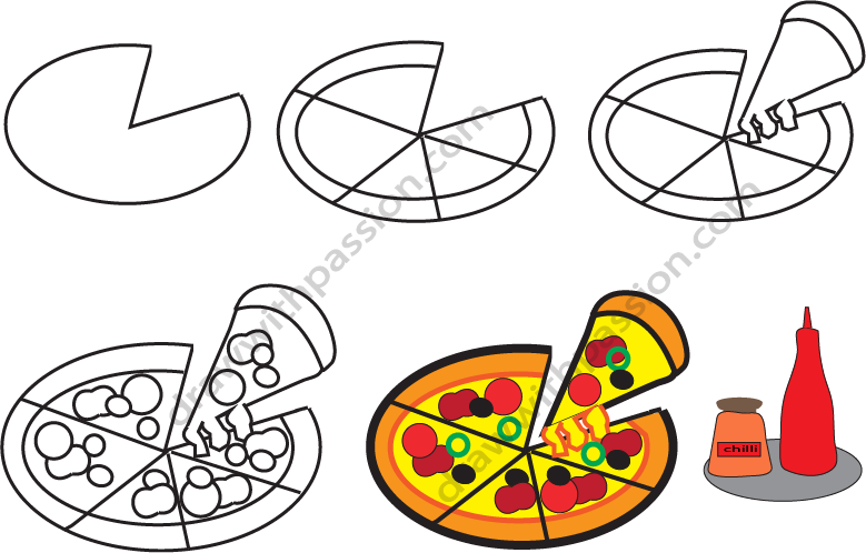How to draw a pizza easy