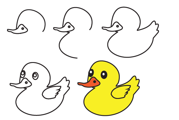 how to draw a duck step by step