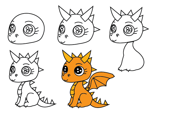 How to draw a Dinosaur step  by step